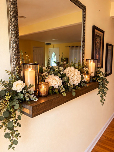 Stained wood floating shelf - stained,